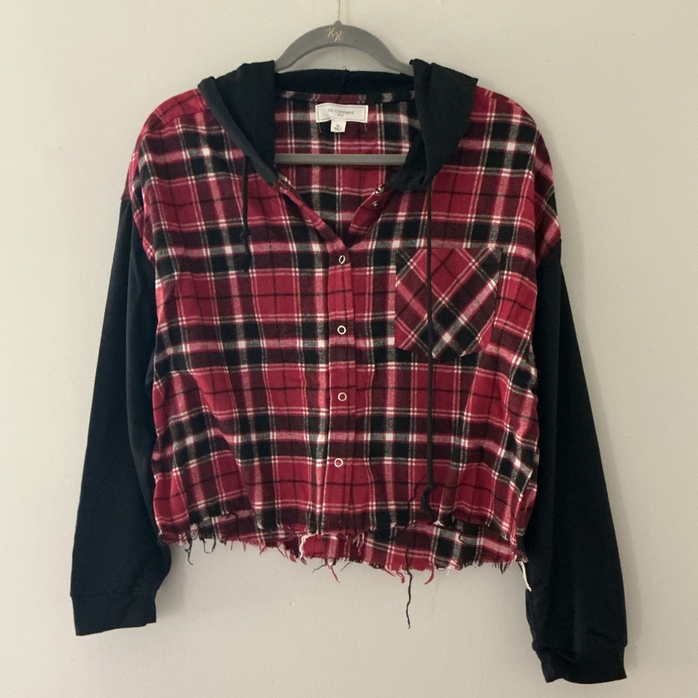 NO COMMENT NY-LA RAW EDGE HEM HOODIE NWOT